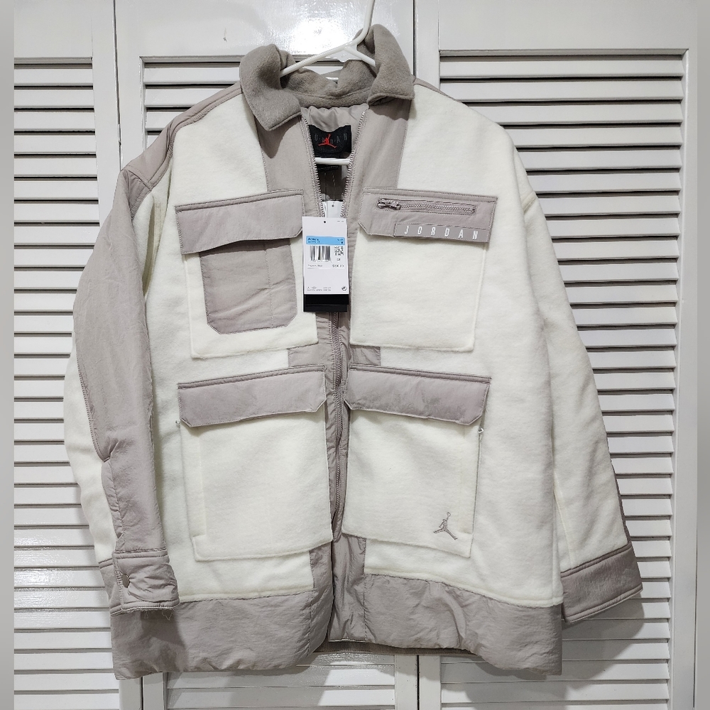 Jordan Cozy Girl Jacket Wool Oversized Fit White Gray Women's  NEW